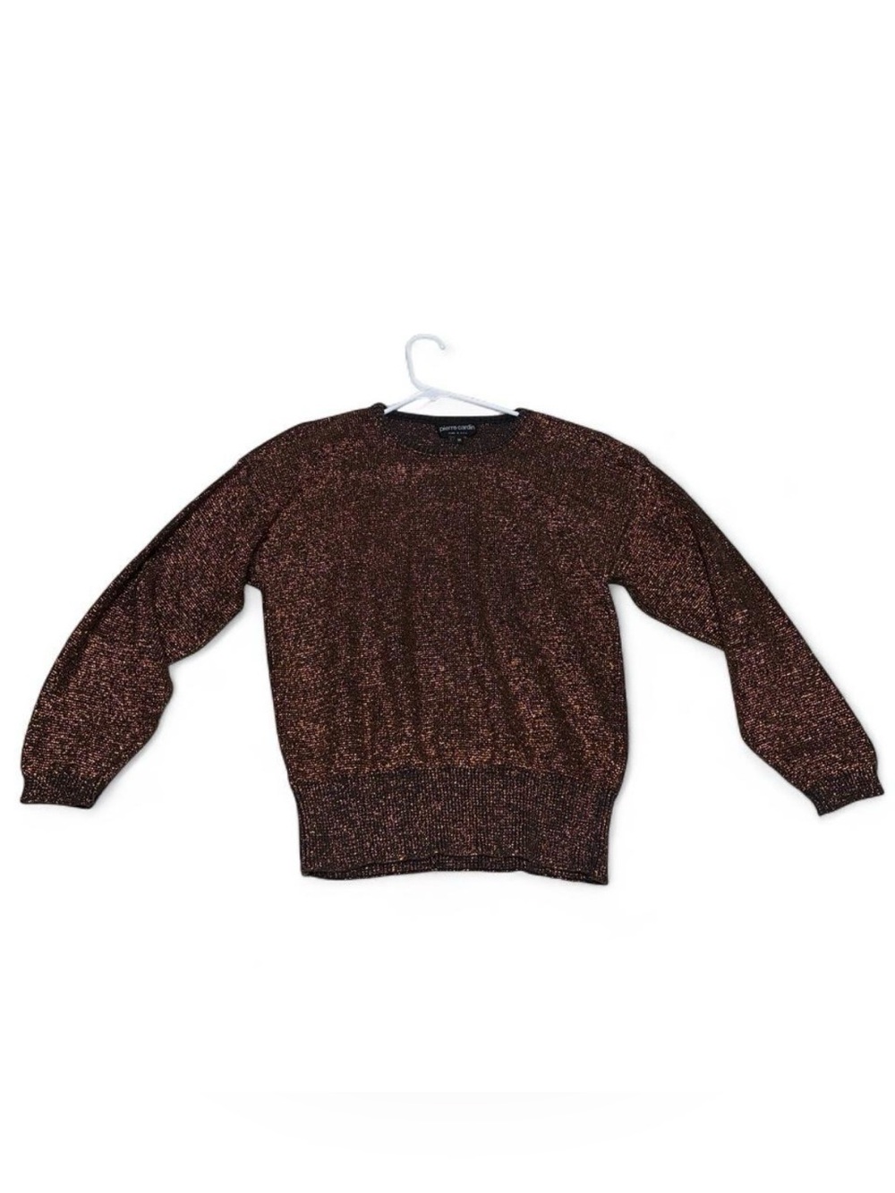 Pierre Cardin Shimmer Crewneck Sweater in Metallic Brown - size M